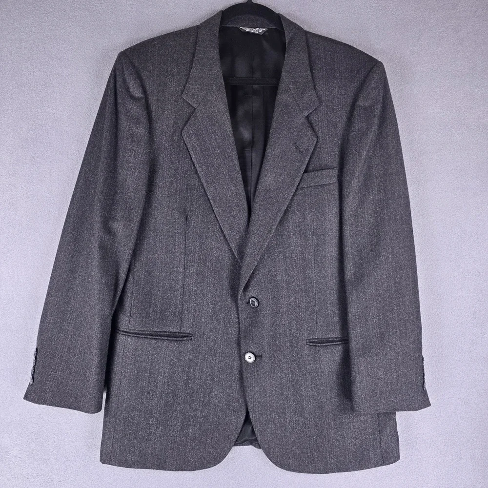 Nino Cerruti Blazer Mens 44‎ Gray Wool Pinstripe Sport Coat Hecht's Tailored USA